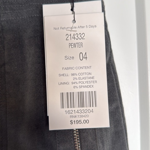 NWT Etcetera Pewter Velvet Pencil Skirt - 4 - Picture 2 of 5